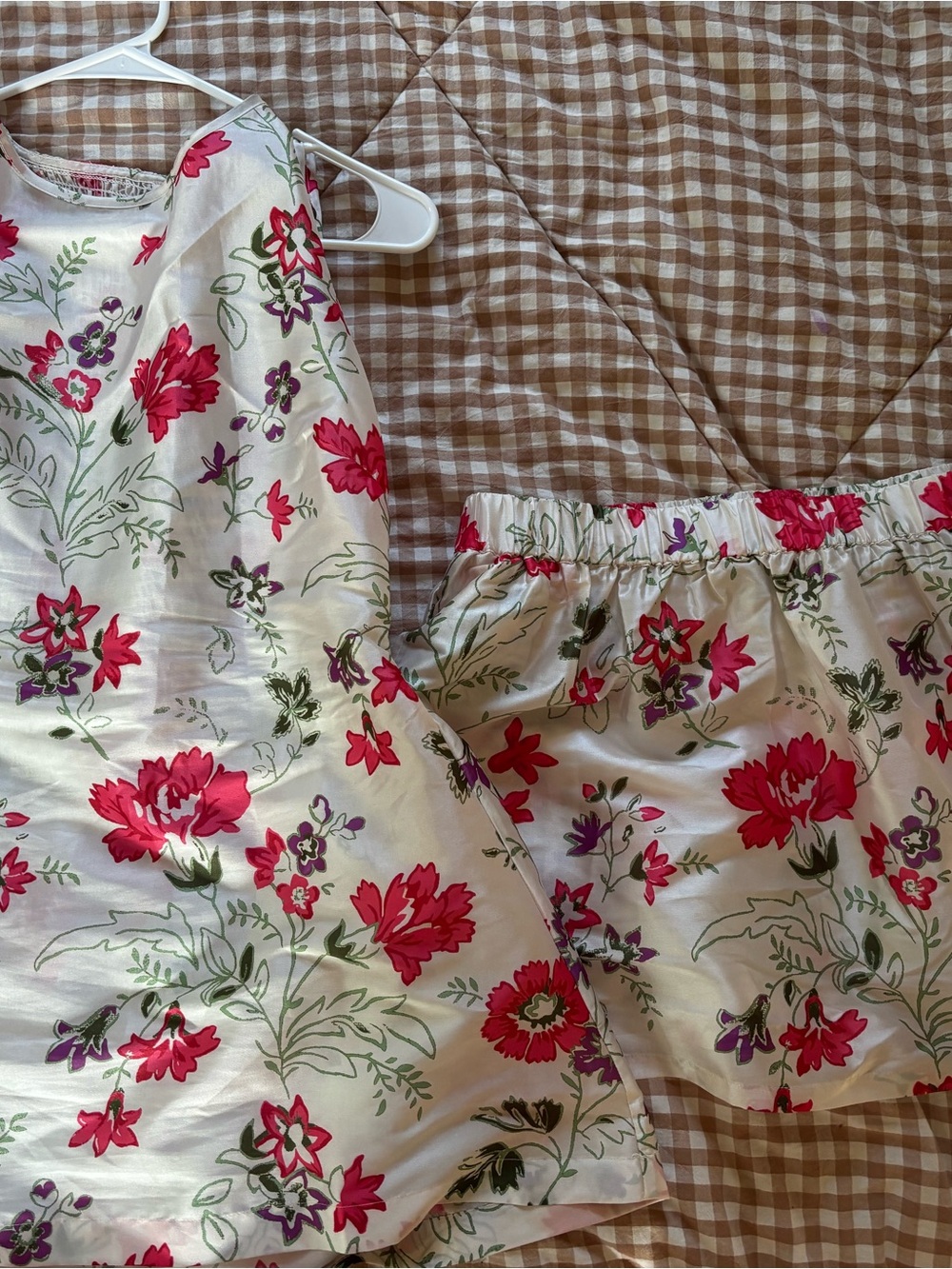 White Floral Slip Dress with Pink and Purple Blooms